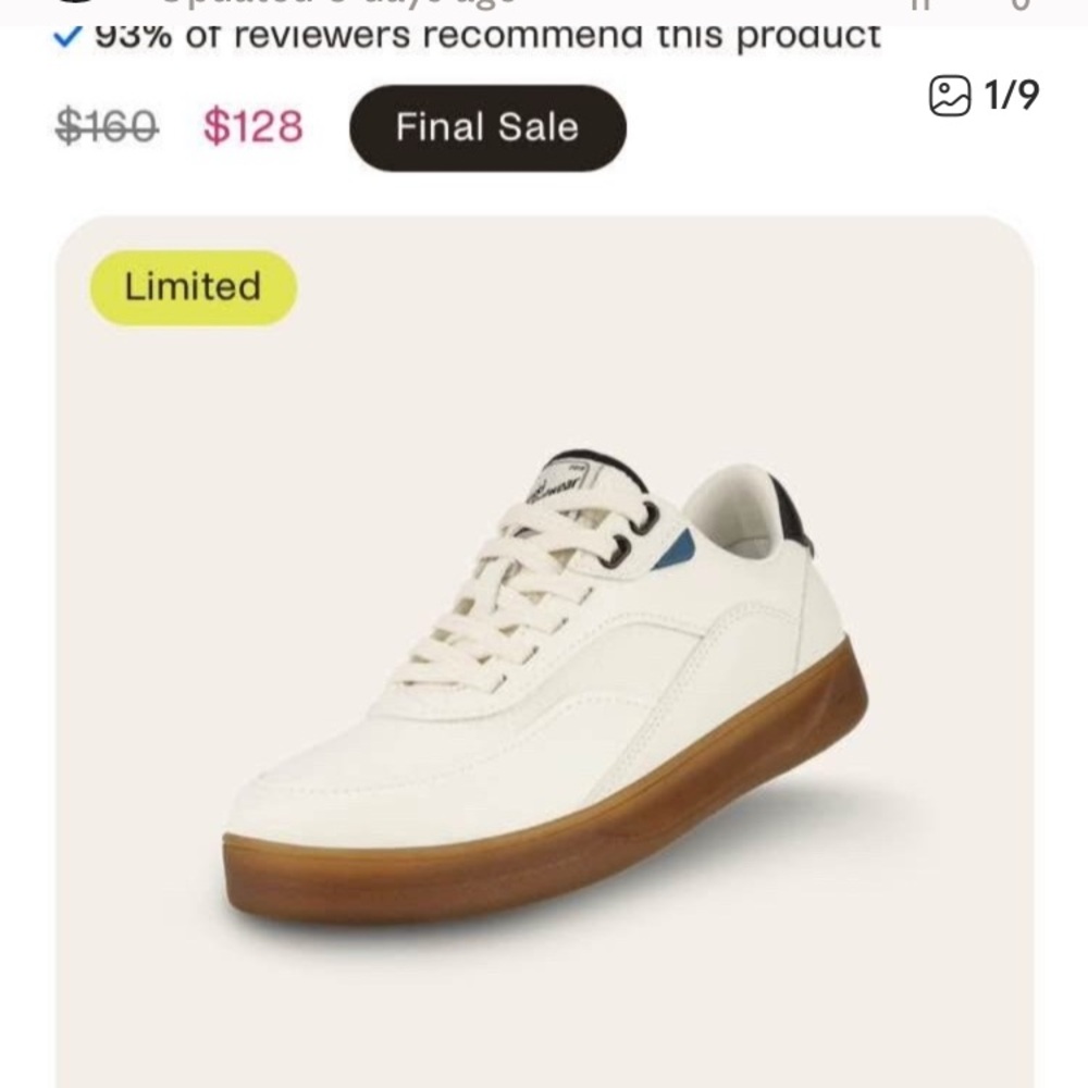 Vessi White Shoes Unisex 9
